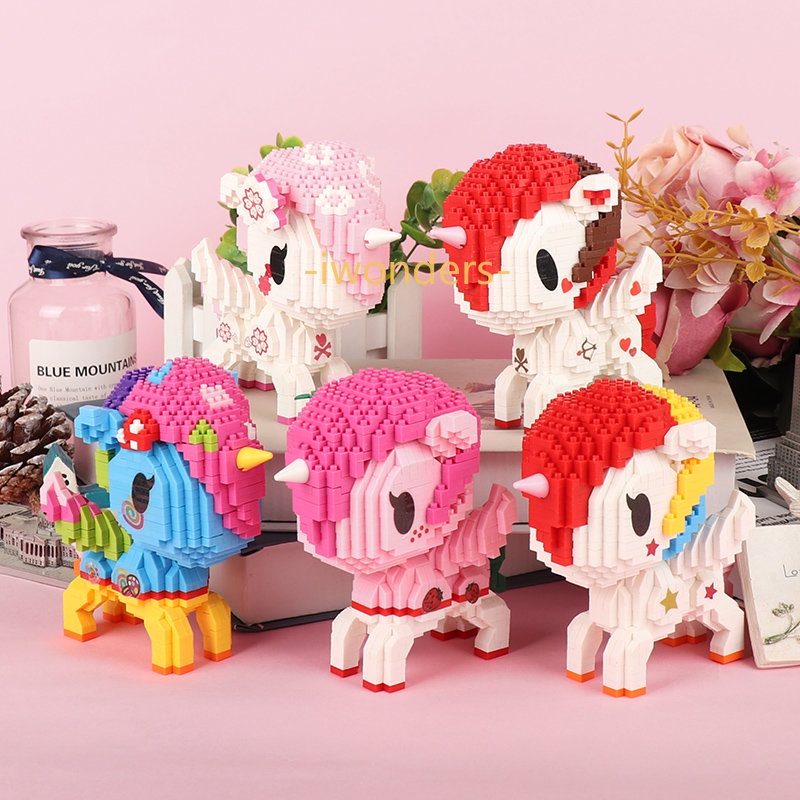 Nano Khối Tokidoki Unicorno Kỳ Lân Dễ Thương Valentino Hanako Stellina Rudy Kinoko Gạch Micro Bé Gái Tự Làm Đồ Chơi Quà Tặng Kids education toys