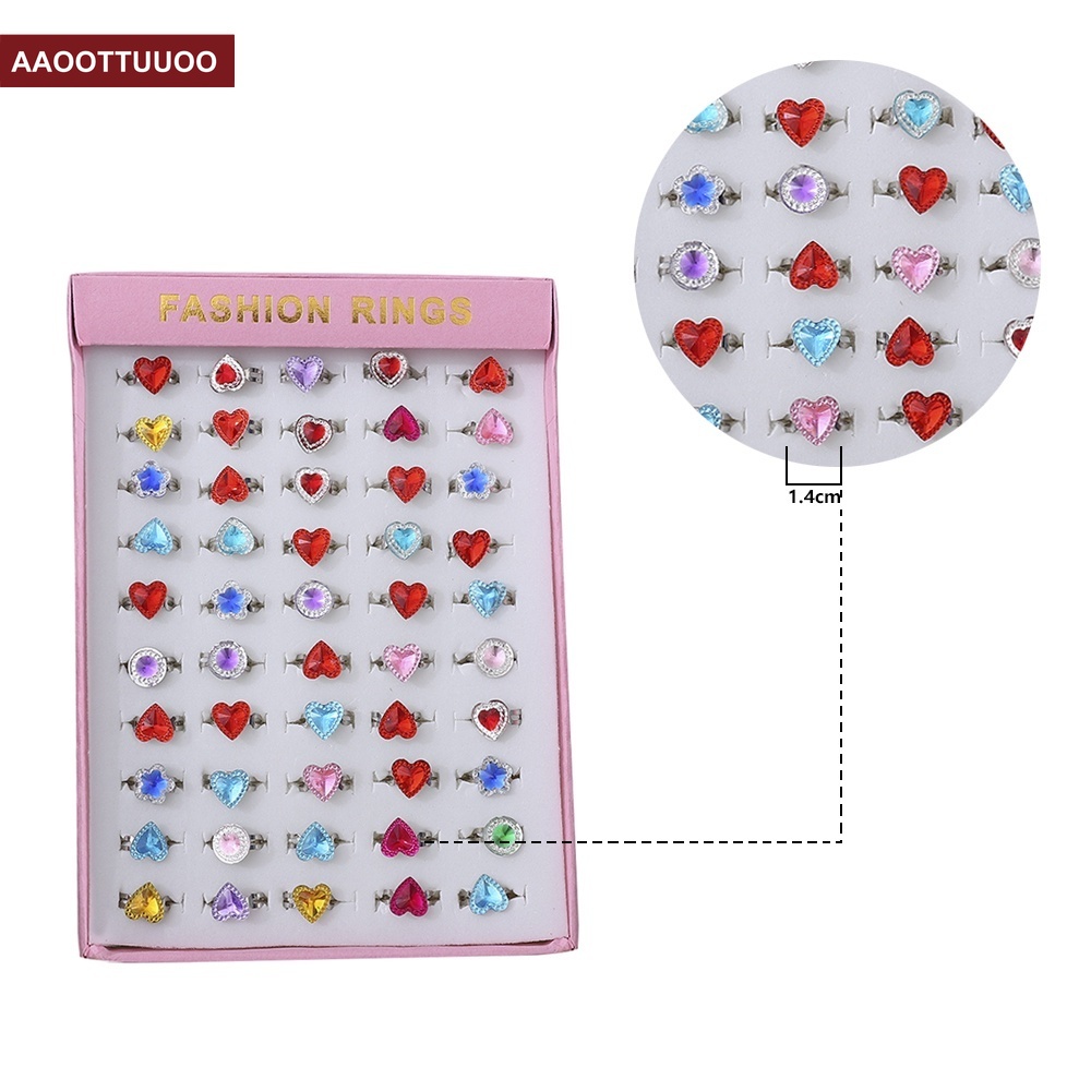 Bộ 50 Nhẫn Hoạt Hình Có Thể Điều Chỉnh Kích Cỡ Cho Bé Gái