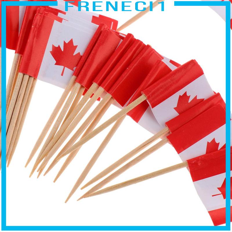 1 100 Cây Tăm Xỉa Răng Trang Trí Bánh Kem Hình Lá Cờ Canada