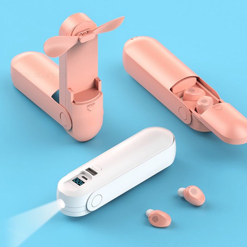 Quạt Thể Thao zzz Mini Cầm Tay Tích Hợp Đèn Pin Và Tai Nghe Chống Thấm Nước Kèm Mic