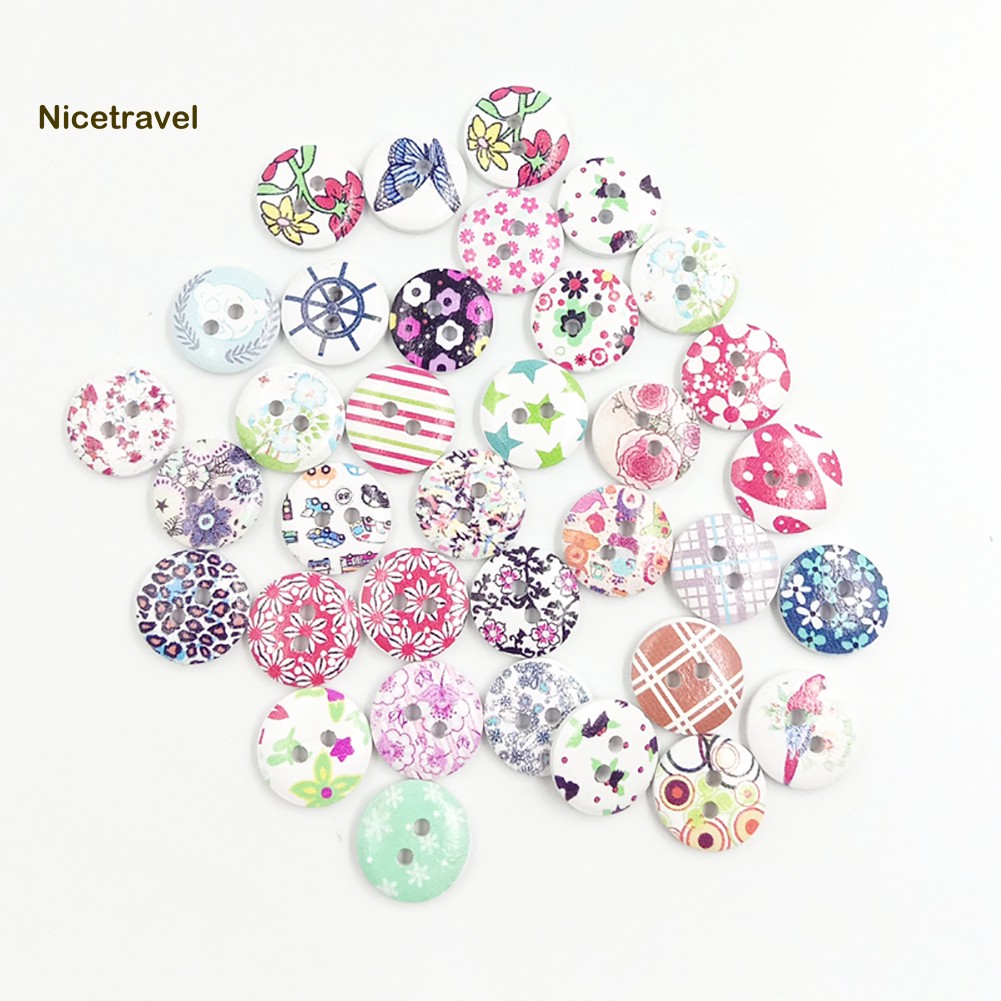 【 Set 100 Nút Gỗ Hình Bông Hoa Trang Trí Thủ Công DIY