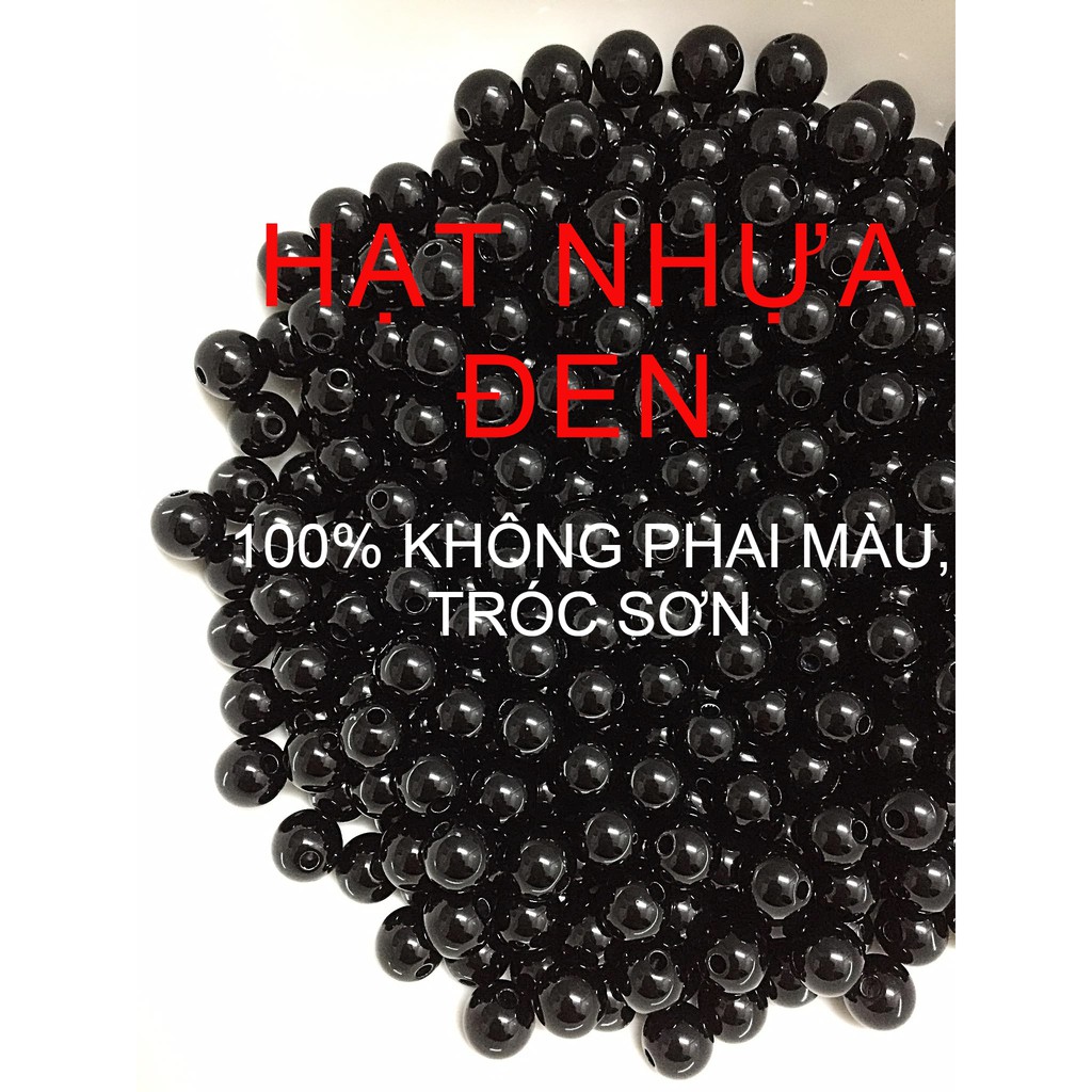 Hạt nhựa đen xỏ vòng nguyên liệu handmade, phụ liệu thủ công]