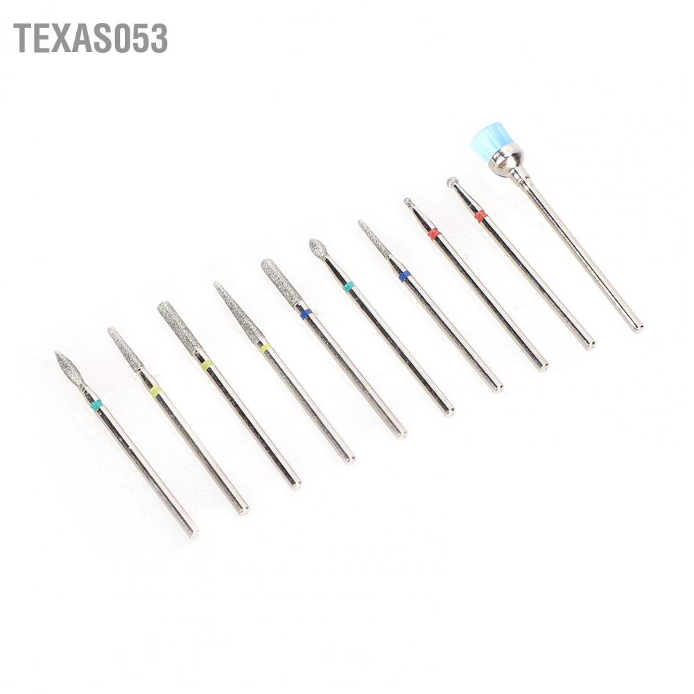 Hàng Sẵn Bộ 10 Đầu Khoan mài móng Hợp kim đánh bóng chuyên dụng Dụng cụ làm móng tay【Texas053】
