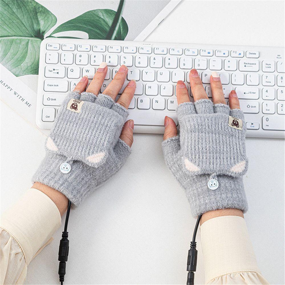 Găng Tay Dệt Kim Hở Ngón Giữ Ấm Toàn Diện