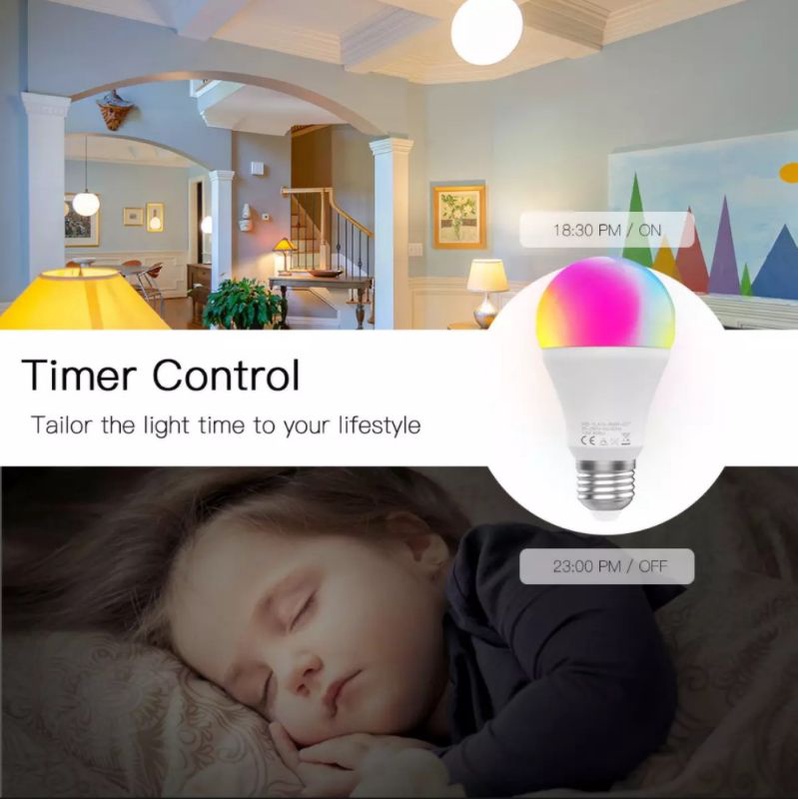 (SP mới) Bóng đèn Wifi thông minh 10W Tuya, ra lệnh giọng nói Google &amp; Alexa
