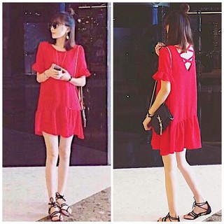 Đầm váy freesize đỏ đan dây sau
