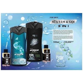 Dầu gội - sữa tắm nam 3in1. tặng kèm nước hoa mini
