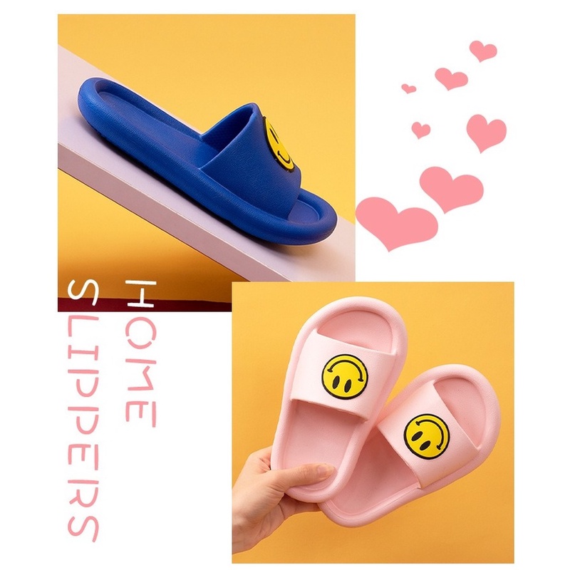 Dép Đi Trong Nhà Đế Mềm Chống Trượt Họa Tiết Mặt Cười Xinh Xắn