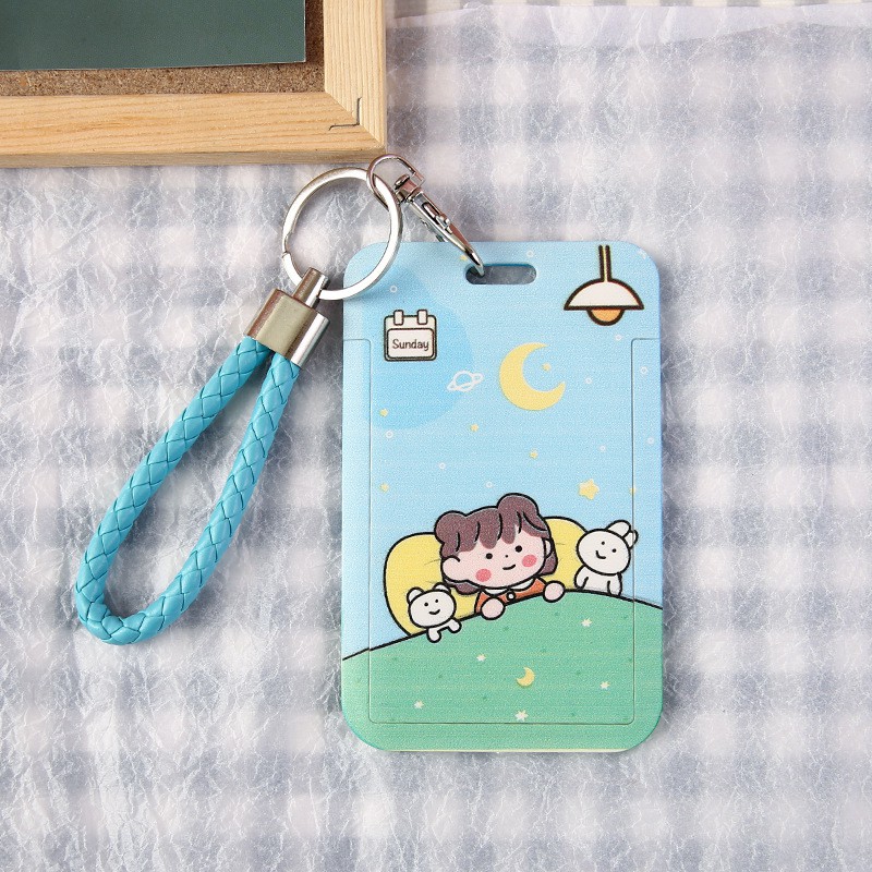 Bao Đựng Thẻ Tên Thẻ Xe Đa Năng Bìa Nhựa Trượt Hoạ Tiết Dễ Thương