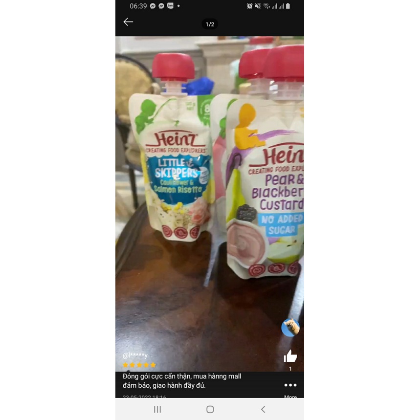 Túi Gạo Lứt, Súp Lơ &amp; Cá Hồi Heinz (120G) 8+ (Date 26/08/2023)