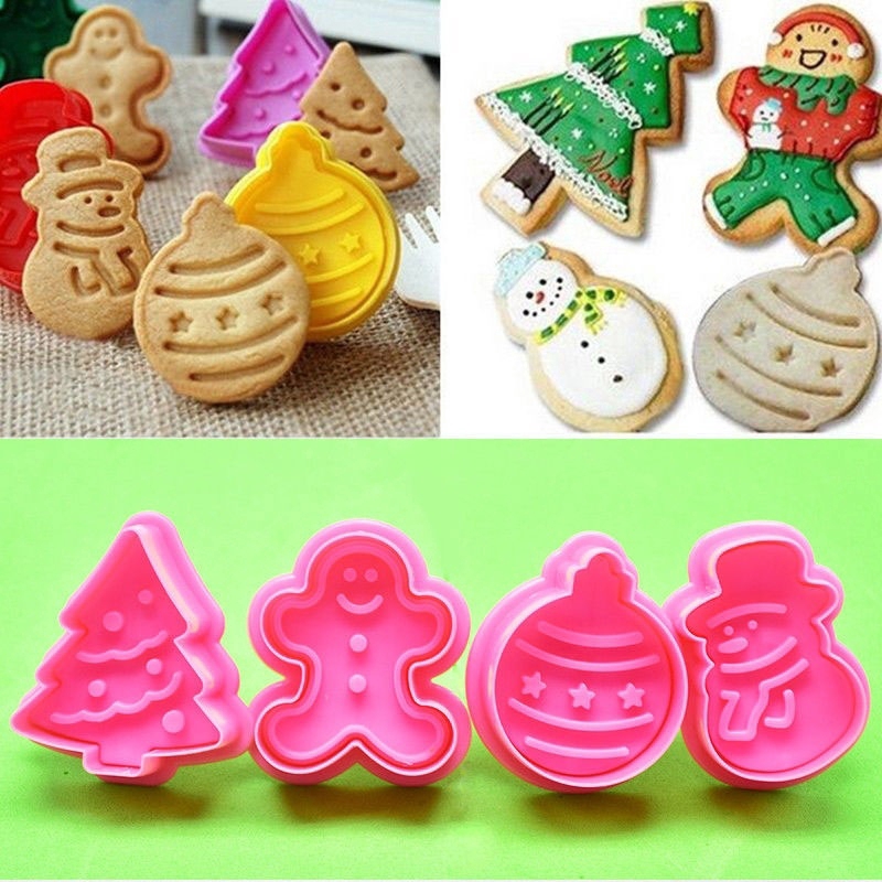 Set 4 khuôn cắt tạo hình bánh quy phong cách Giáng Sinh