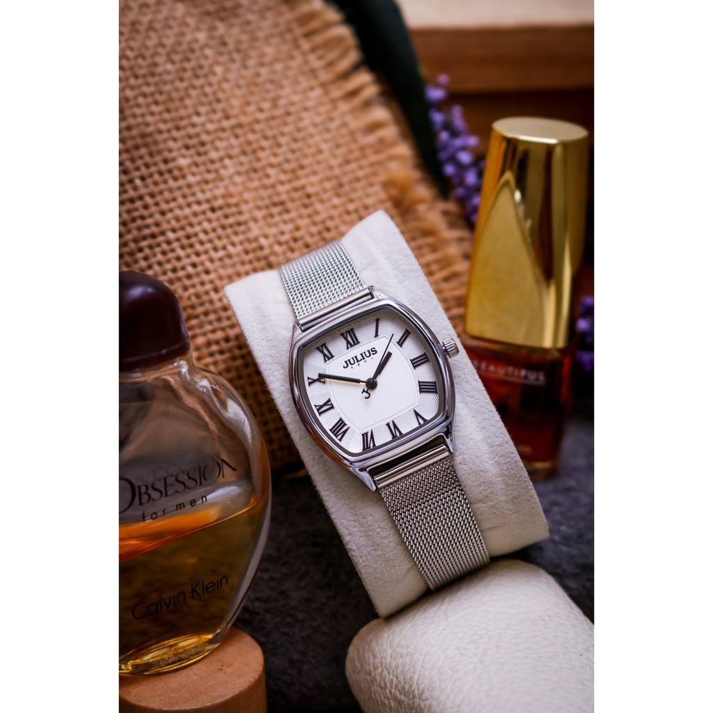 Đồng Hồ Nữ JA-1242A Julius Hàn Quốc Dây Thép (Bạc)