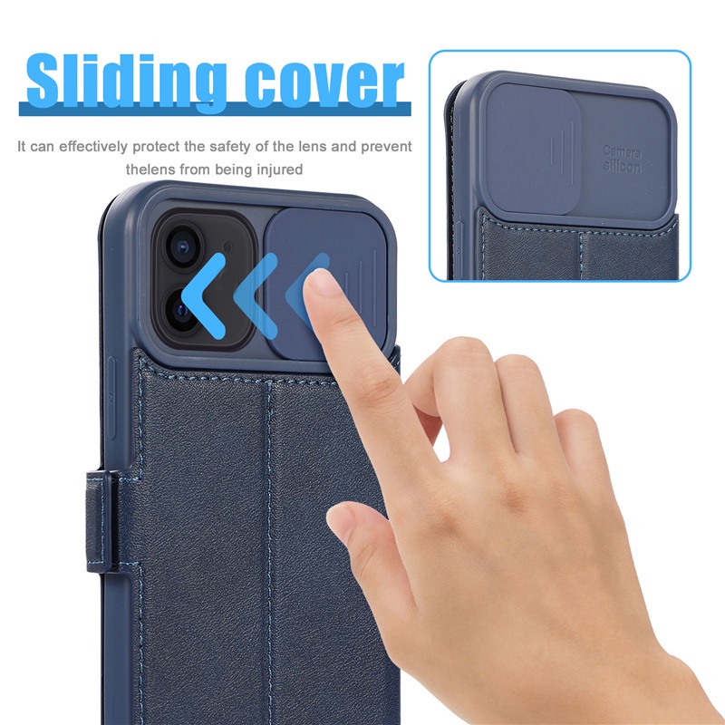 Bao da điện thoại nắp gập từ tính chống rơi có ngăn đựng thẻ thời trang cho For iPhone 14 13  Pro Max Plus