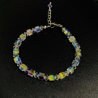 Lắc tay pha lê Swarovski hạt vuông 4ly