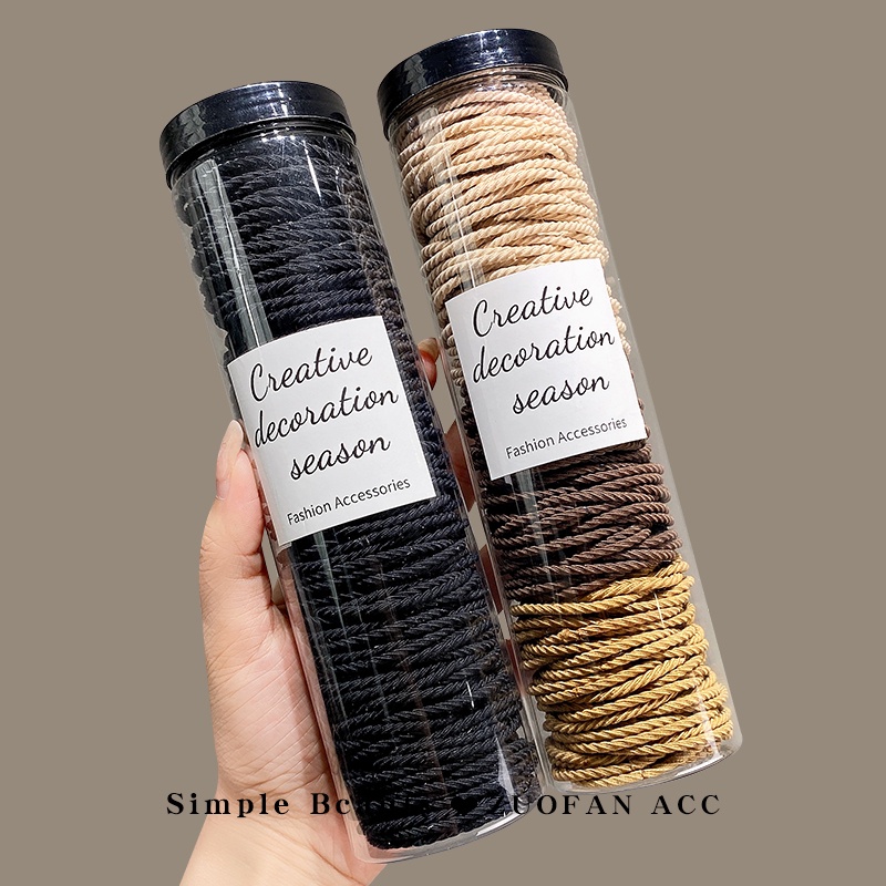 Set 100 Dây Buộc Tóc Cao Su Co Giãn Nhiều Màu Sắc Phong Cách Hàn Quốc