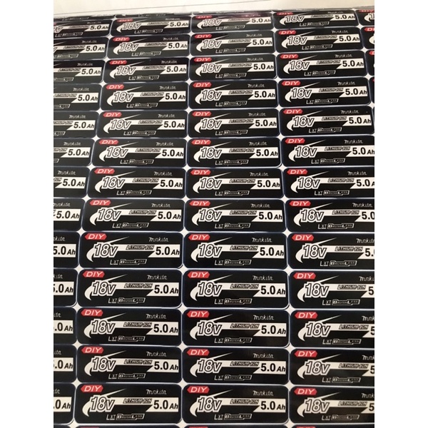 Tem dán vỏ pin đề rõ dung lượng nổi bật vỏ pin 18v và 14,4v