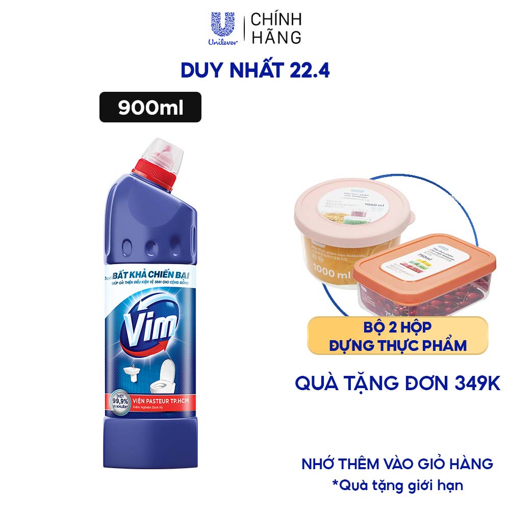 Nước Tẩy Bồn Cầu Vim Diệt Khuẩn (900ml) - Xanh Biển