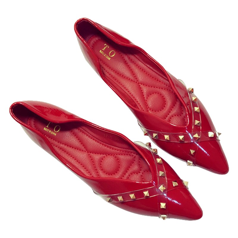 Giày Búp Bê Mũi Nhọn Đính Đinh Tán Thời Trang Nữ | BigBuy360 - bigbuy360.vn