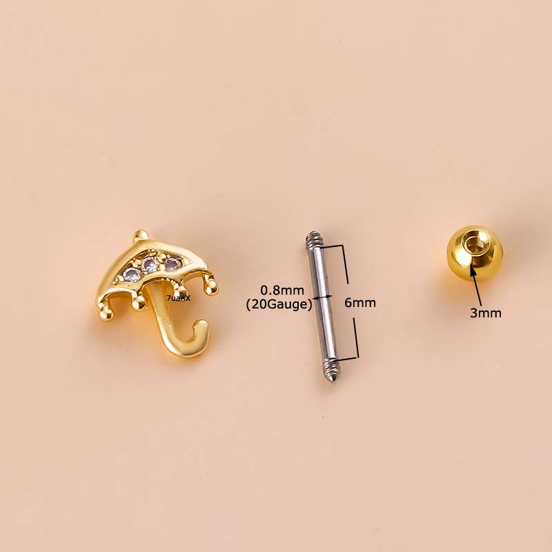1 Khuyên Tai Dạng Thanh Tạ Thẳng Bằng Thép Không Gỉ 20G