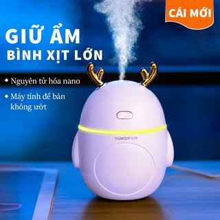 Máy làm thơm mini văn phòng tại nhà, máy tạo độ ẩm không khí USB 200ml, máy hoạt hình dễ thương hươu máy tính để bàn câm