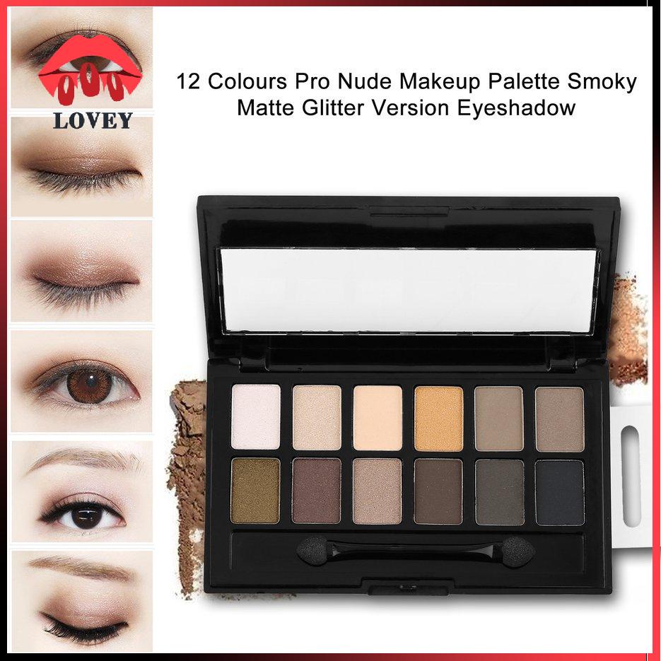 lovey★12 Colours  Pro Nude Makeup Palette Smoky Matte Glitter Version Eyeshadow