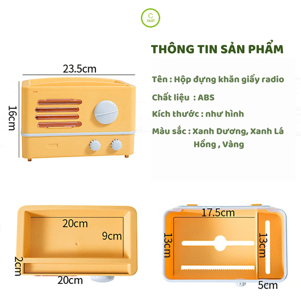 Hàng Có Sẵn ] Hộp Đựng Khăn Giấy Treo Tường Toilet Phong Cách Retro Hộp Khăn Giấy Hình Radio Phong Cách Vintage