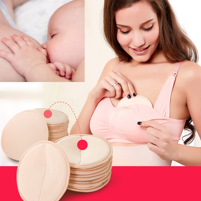Set 4 miếng lót ngực cho mẹ bỉm sữa đang chăm con thấm hút thoáng khí chống tràn có thể giặt và tái sử dụng