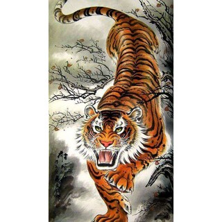 Tranh đính đá tự làm- Tranh mãnh hổ