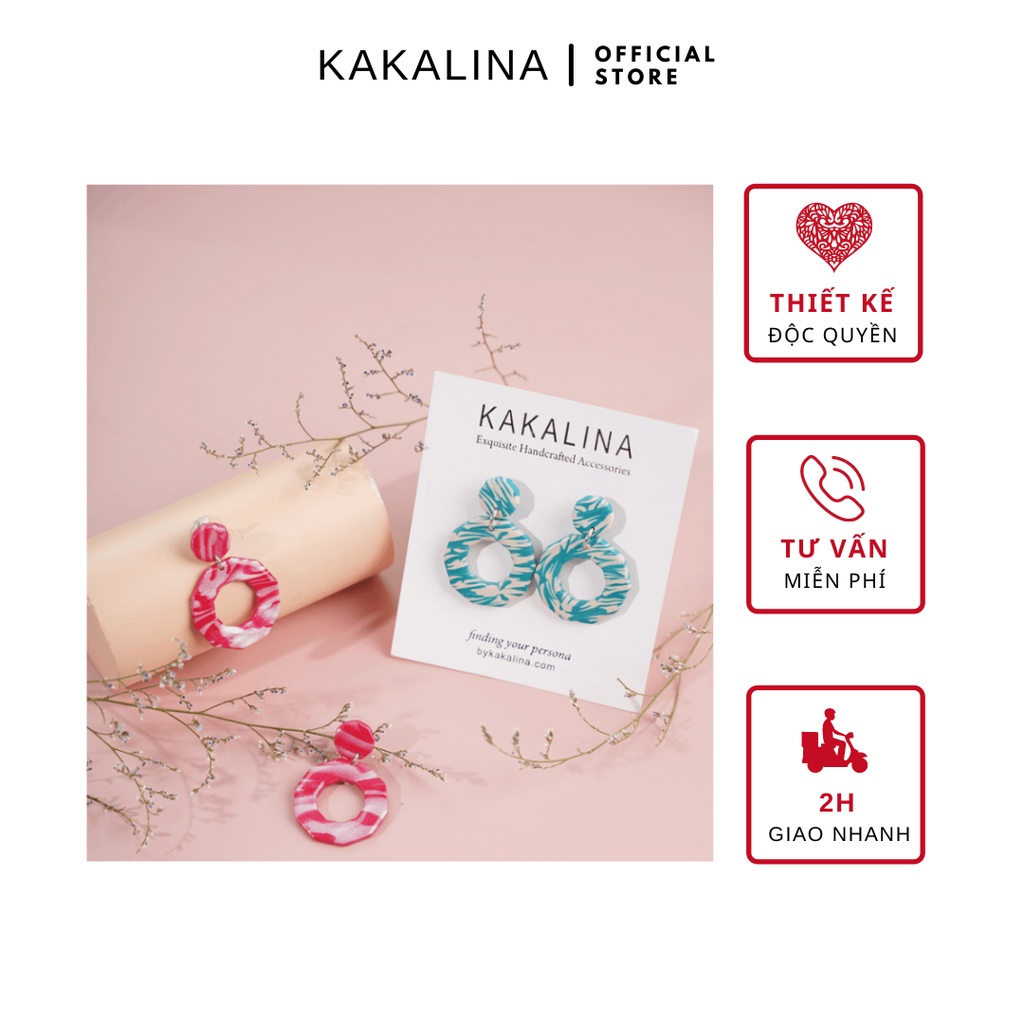 Bông tai dáng tròn KAKALINA hoạ tiết phối vằn độc đáo dành cho nữ - KA17