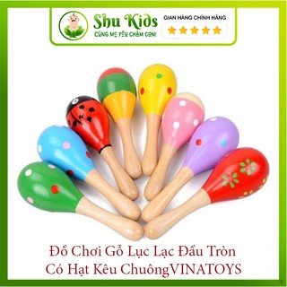 Shu kids đồ chơi gỗ lục lạc đầu tròn có hạt kêu chuông - đồ chơi gỗ thông minh cho bé VINATOYS