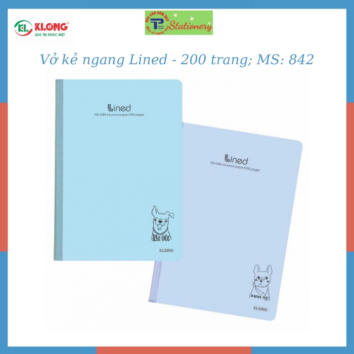 Vở Klong B5 80 trang,120 trang,200 trang kẻ ngang may dán gáy bìa màu Pastel, sổ Klong MS 840,841,842