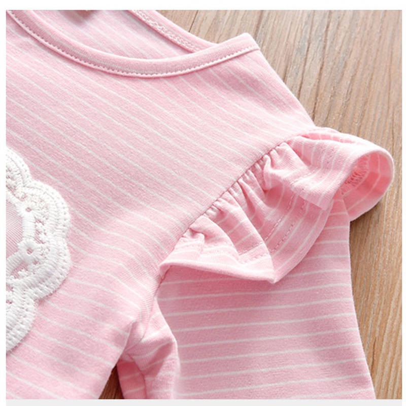 Áo Thun Tay Dài Sọc Ngang Đính Hạt Cho Bé Gái