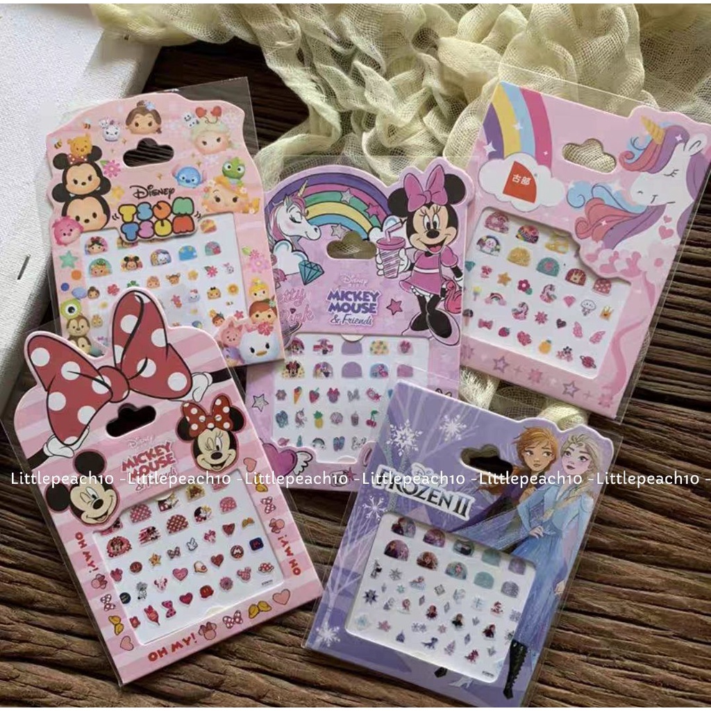 Nail Sticker Disney,Sticker dán móng tay đủ hình Frozen Princess Toy Pony Minnie Kitty cho bé