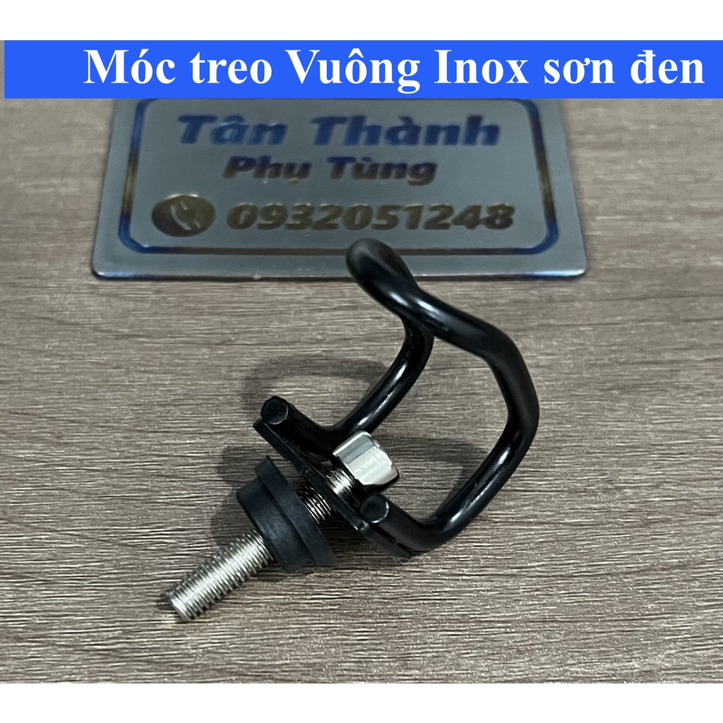 Móc treo xe máy Kiểu Vuông,Chữ U Inox sơn đen- 1 cái