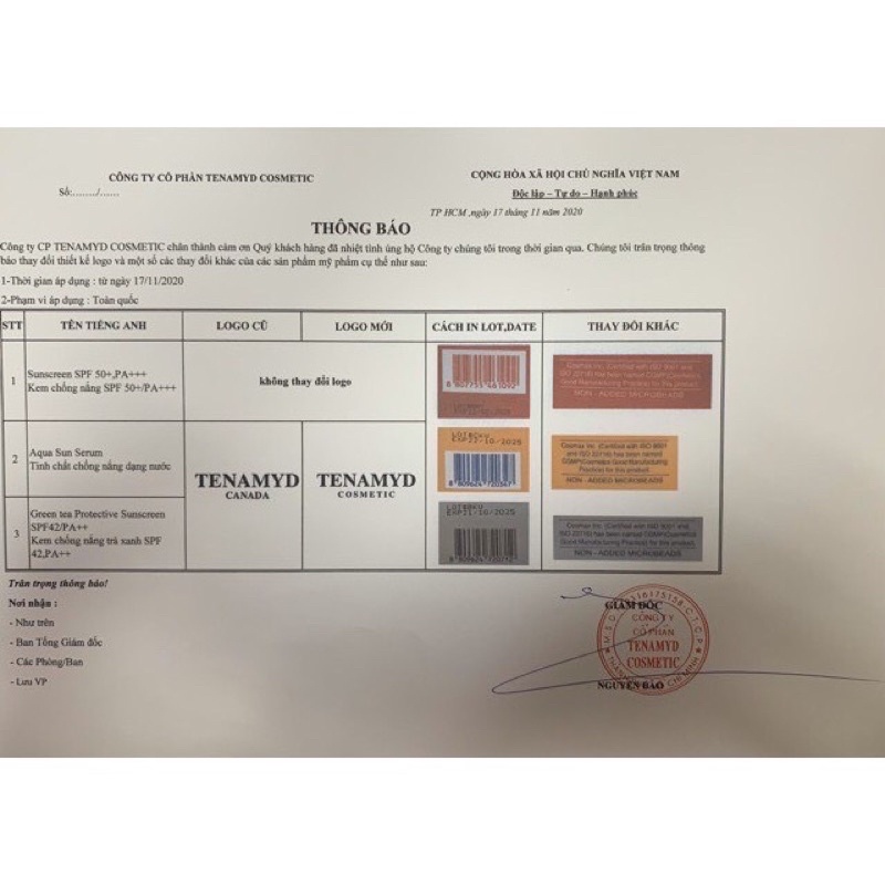 Kem chống nắng Tenamyd