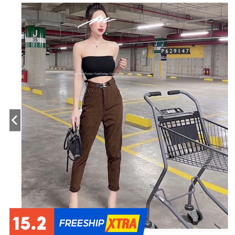 quần baggy ống nhỏ nâu