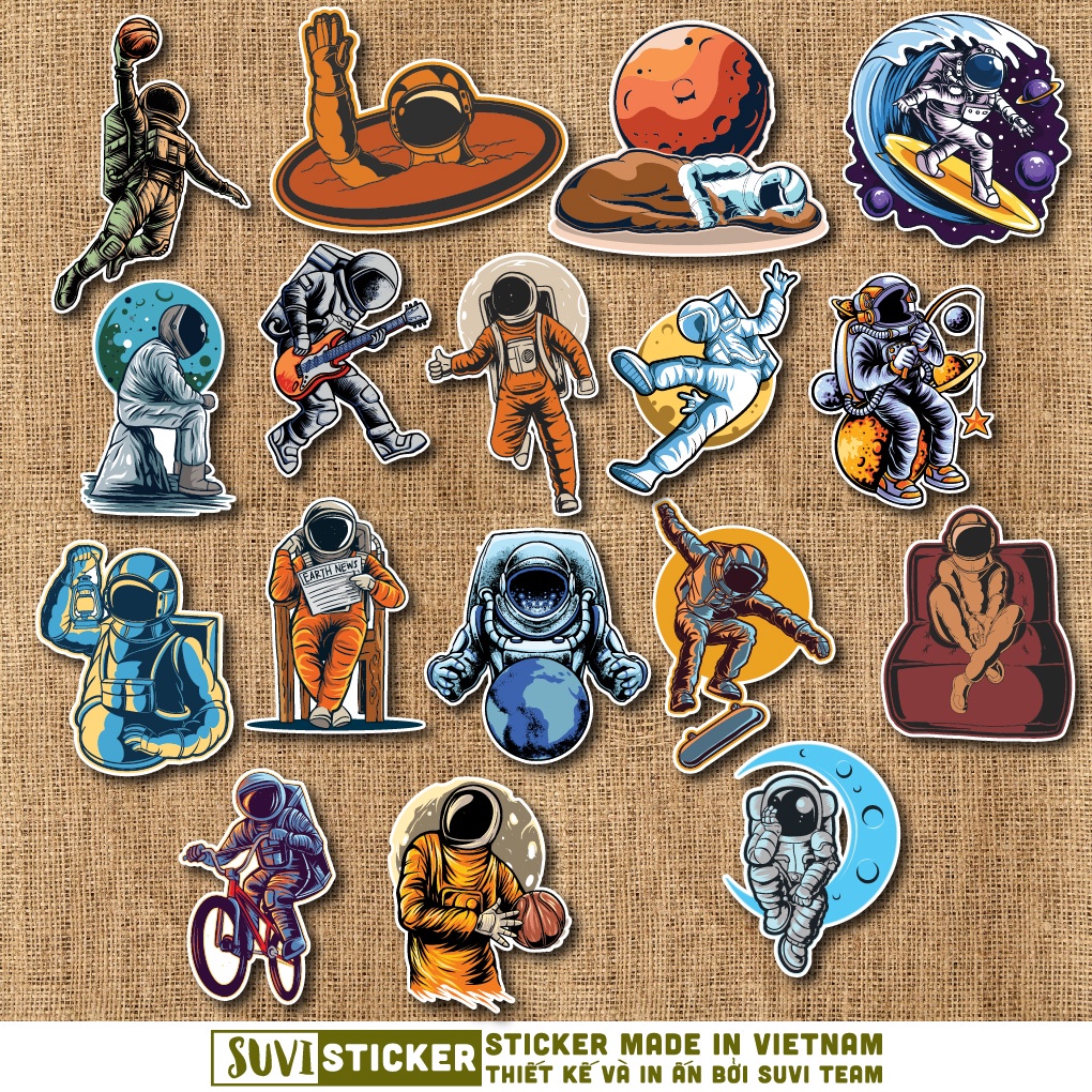 50 Sticker Phi Hành Gia chống nước sticker dán mũ bảo hiểm, laptop, điện thoại, đàn guitar, vali. MSP: NS01