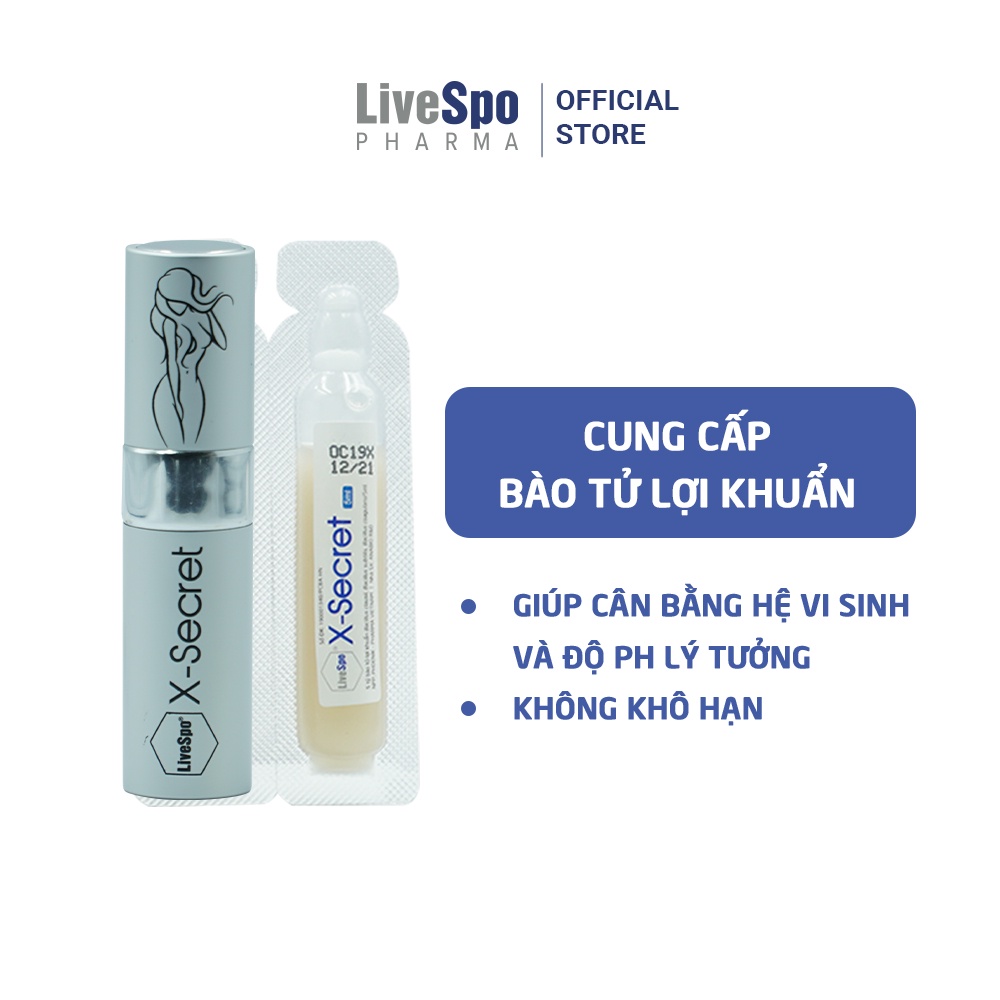 LiveSpo XSECRET dạng xịt - Hỗ trợ khử mùi và cân bằng PH vùng kín (4 ống x 20ml)