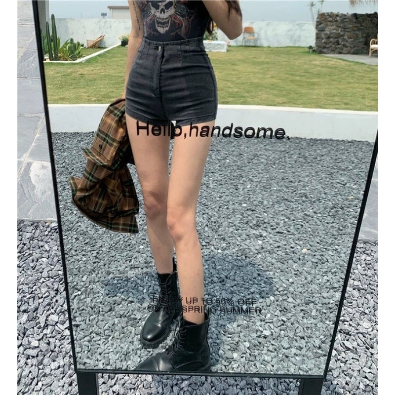 Quần Short Denim Co Giãn Thời Trang Retro Gợi Cảm Cho Nữ