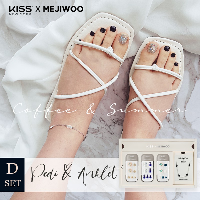 [KISS NEW YORK X MEJIWOO] Collaboration Box Set D Pedi &amp; Anklet Bộ Sản Phẩm Móng Chân - 4 Món