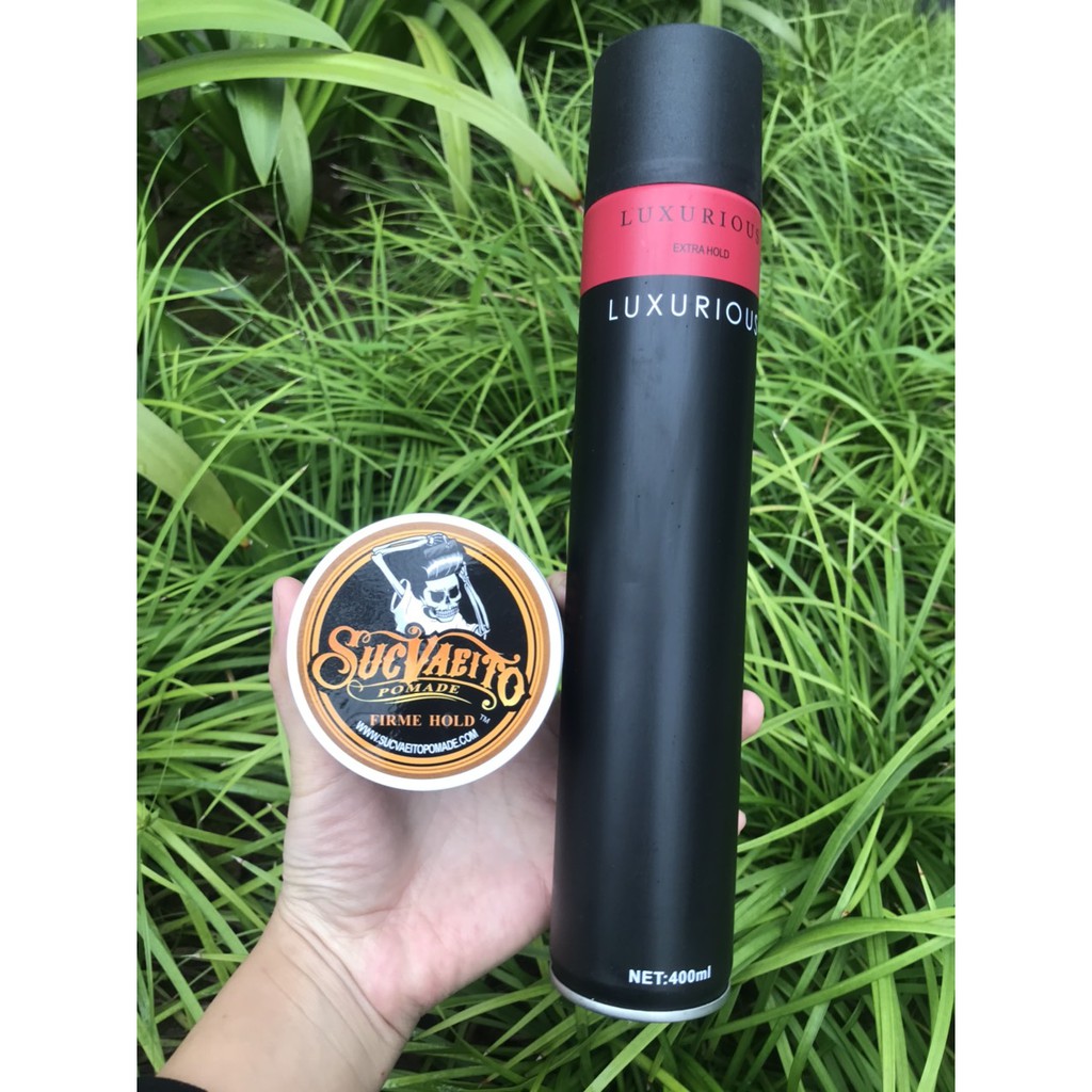 Combo Sáp Vuốt Tóc Suavecito + gôm xịt tóc Luxurious 420ml giá rẻ CB10