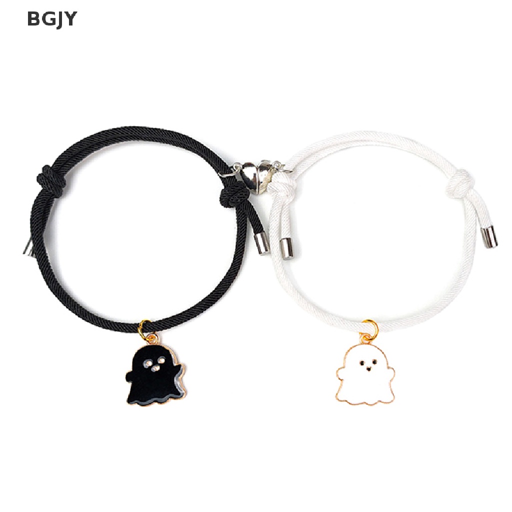 1 Cặp Vòng Tay Dây Bện Phối Hạt Nam Châm Handmade Có Thể Điều Chỉnh Thời Trang Cho Cặp Đôi Mới