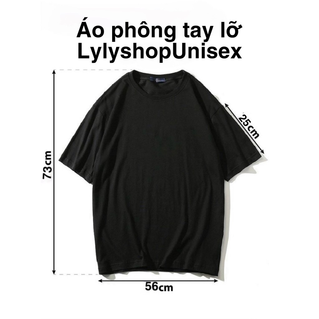 Áo thun tay lỡ Lylyshop, áo phông dáng rộng unisex nam nữ trơn màu basic - phông basic