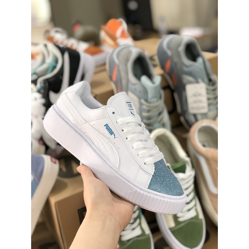 Giày thể thao sneaker nhũ xanh dương hàng chất lượng cao fullbox
