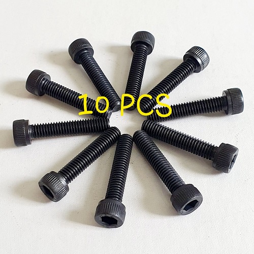 Set 10 Bu Lông Thép Lục Giác Chìm Đầu Trụ 6mm x 30mm Độ Bền 12.9 Màu Đen