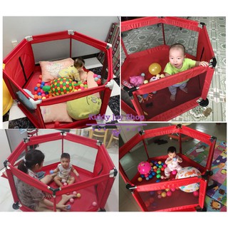 Quây Cũi Kiêm Nhà Banh Khung Inox Vải Dù Cho Bé - Quây Vui Chơi Cho Bé