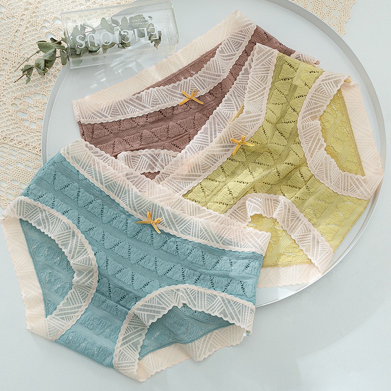 Quần lót nữ ren mềm kháng khuẩn thoáng khí chống hằn có size to P069