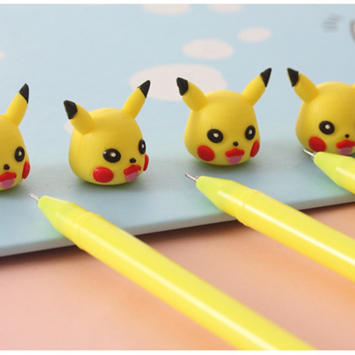 Bút màu đen gel nước pikachu vàng cute dễ thương