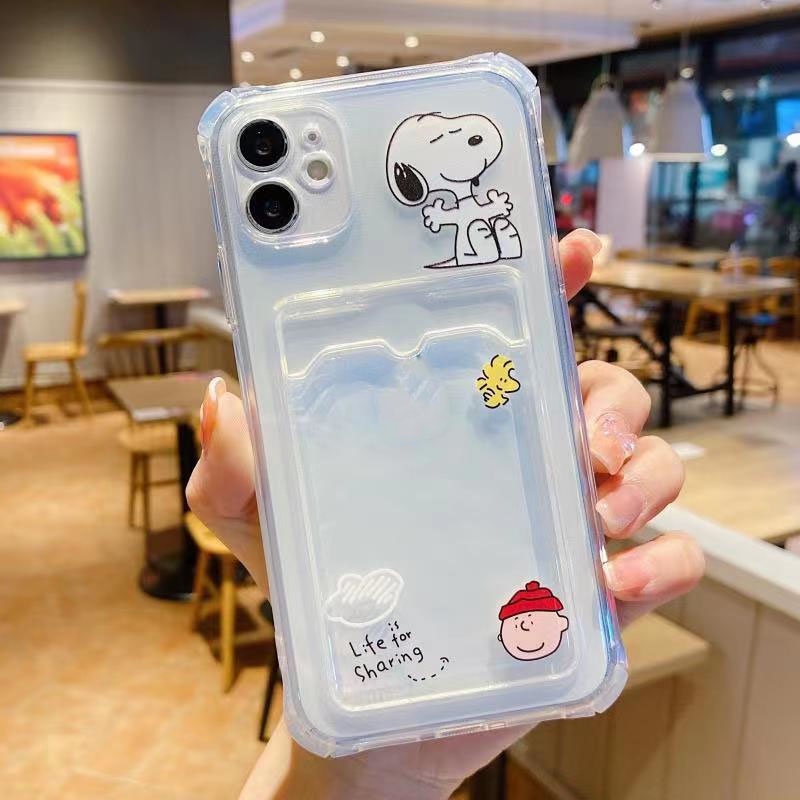 Ốp điện thoại iphone trong túi đựng thẻ ảnh Snoopy 6/6s/6plus/6splus/7/7plus/8/8plus/xs/11/12/13/14/pro/max/plus/pro TT3