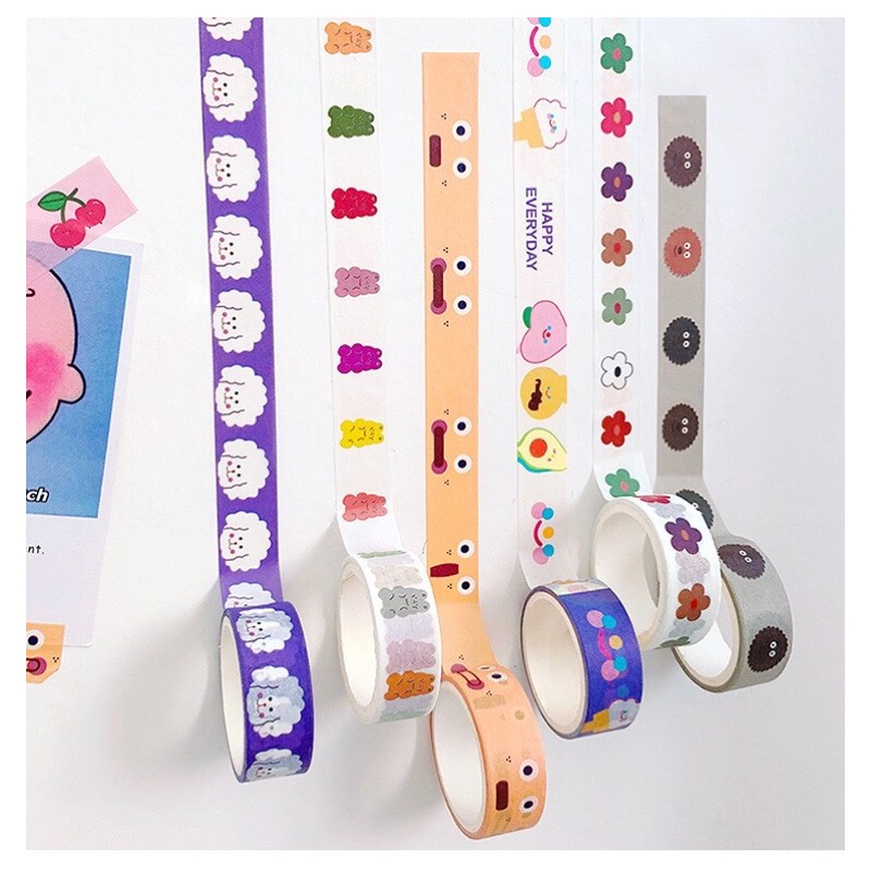 Băng Dán Washi Tape Họa Tiết Đáng Yêu Trang Trí Sổ Tay, Tập Vở...Ins Giasico